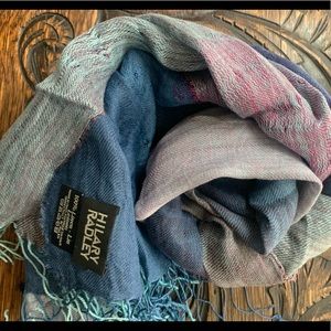 Hilary Radley Multicolor 100% Linen Scarf - Blue, Pink, Purple